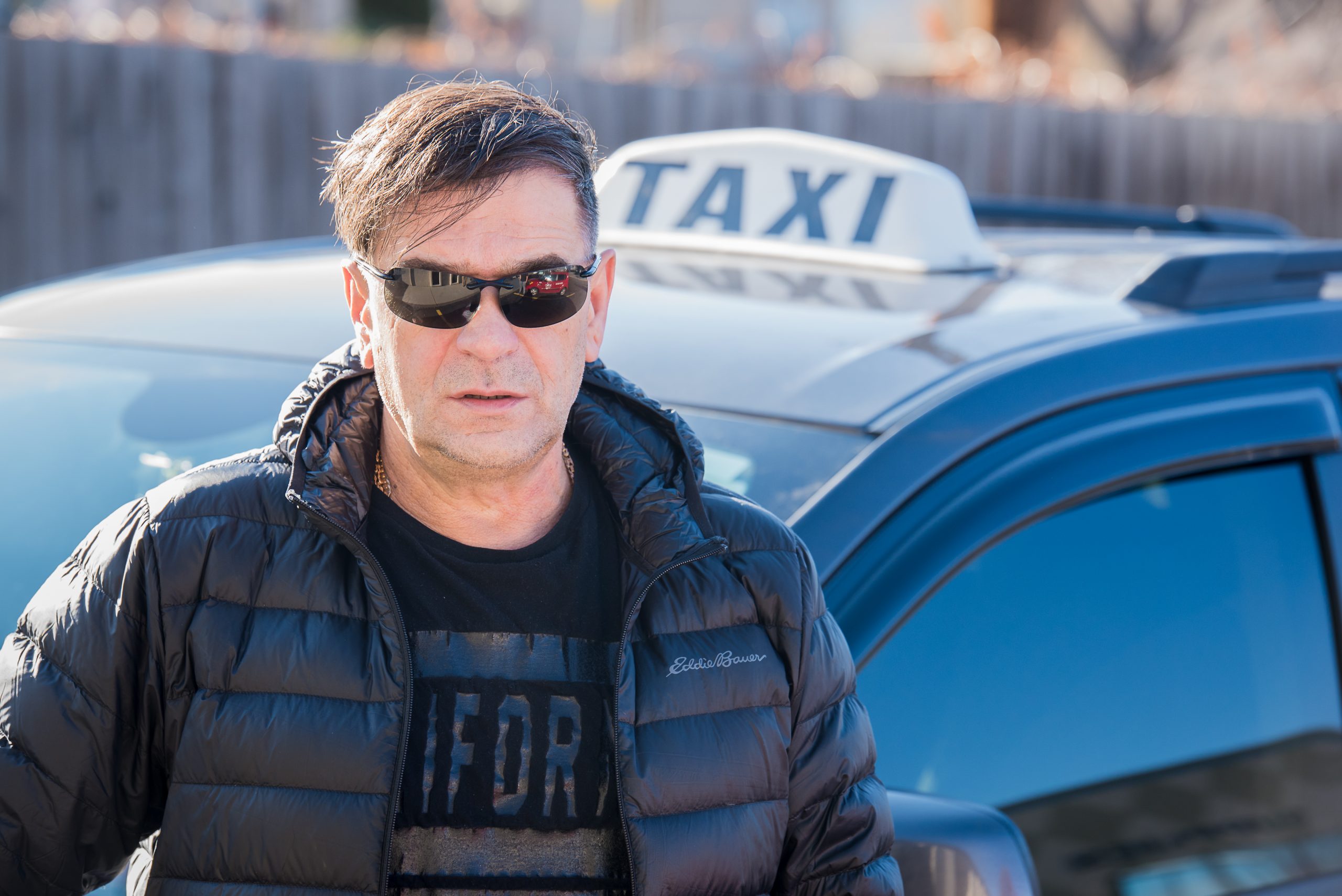 Luka Stankovic stands by taxi